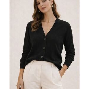 Rag & Bone Womens Cashmere Cardigan Sweater Size Large Black Minimalist Luxury